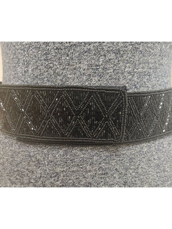 Talbots Accessories - Talbots Waist Belt Womens Size L Black Fabric Beaded Hook And Loop Closure